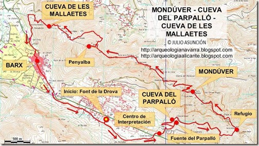 Mapa Mondúver - Parpalló - Mallaetes