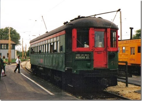 North Shore Line Interurban Coach #714 at the Illinois Railway Museum on May 23, 2004