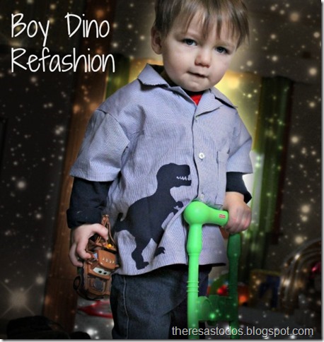 Boy Button-up Refashion, T-Rex