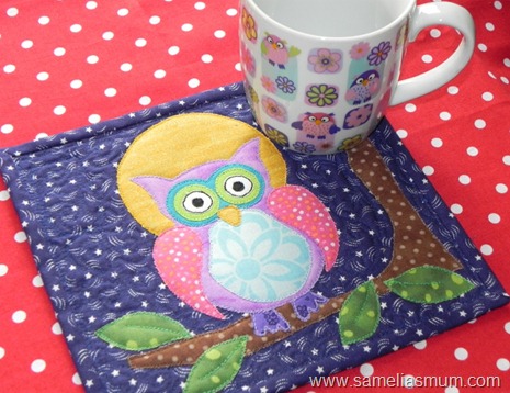 Purple Owl Mug Rug 3