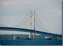 3239 Michigan Mackinaw City - Algoway freighter crossing under mackinac Bridge from Lake Huron to Lake Michigan