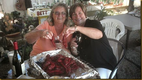 pam and bj with crawfish
