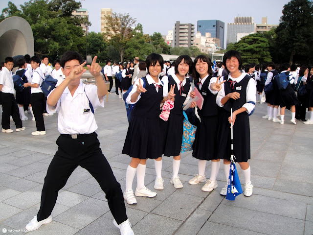 cool school kids in hiroshima in Hiroshima, Japan 