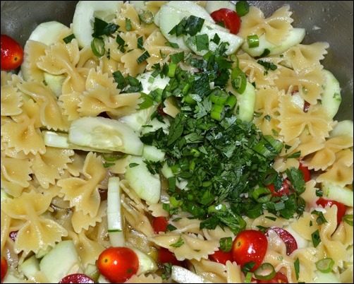 add herbs to pasta