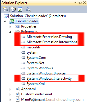 Add Assembly References for Microsoft.Expression.Drawing, Microsoft.Expression.Interactions and System.Windows.Interactivity