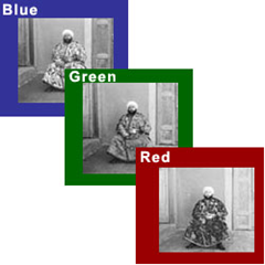 Monochrome negatives containing RGB values