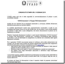 Comunicato IVASS del 15 gennaio 2013