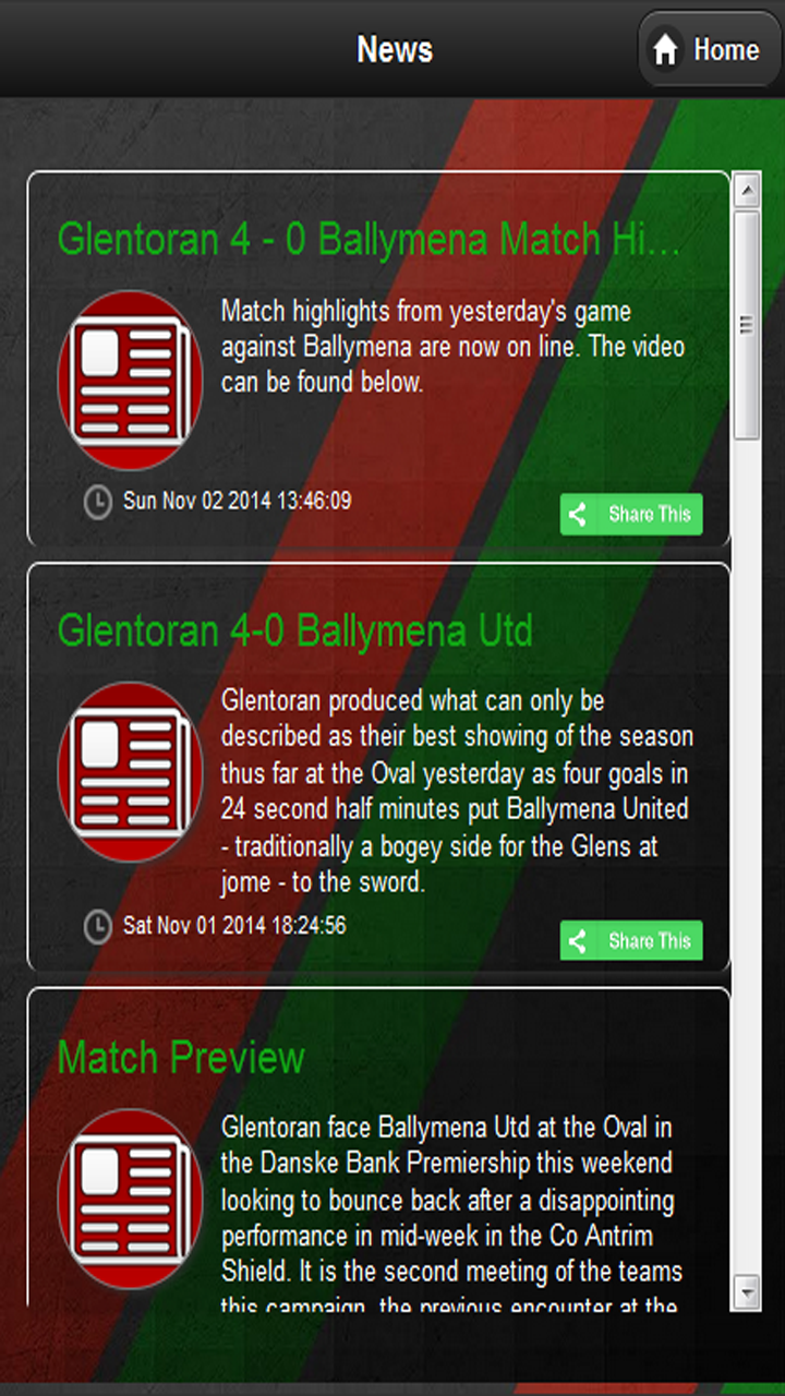 Glentoran Screen 2