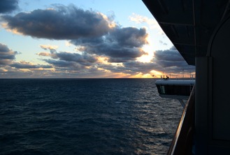 setting sun from our balcony on the Caribbean Princess