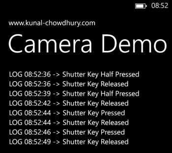 Shutter Key events in Windows Phone Camera