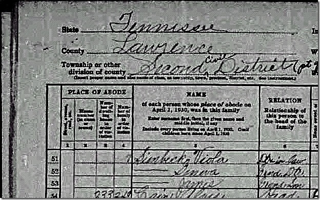 1930 Census Viola Johns Simbeck