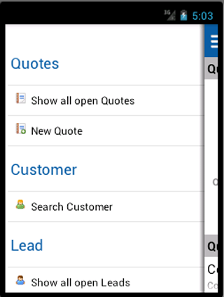 Android application Sales Leads &amp; Quote Management screenshort