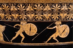Aquiles pelea con Héctor- Vasija para mezclar agua y vino - Atenas 500-480aC