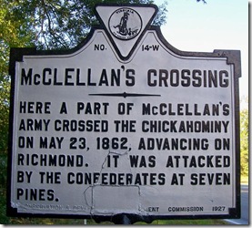 McClellan's Crossing marker W-14 in New Kent County, VA