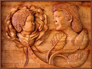 Serapio Hernández. 'Como una rosa'. Tamaño: 84 x 97 cm. Como una rosa. Talla en madera