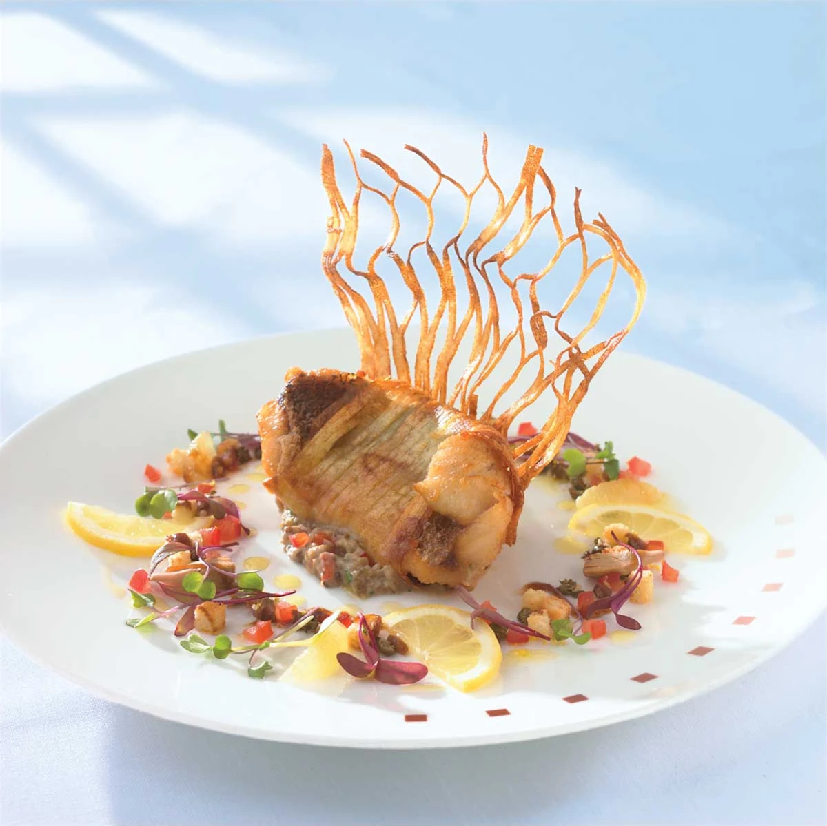 Murano Loup De Mer - Loup de Mer, a sea bass dish at Celebrity Cruises's Murano restaurant.