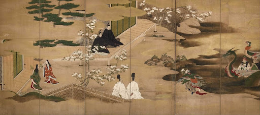 Folding Screen with Design of the Scenes from The Tales of Genji
