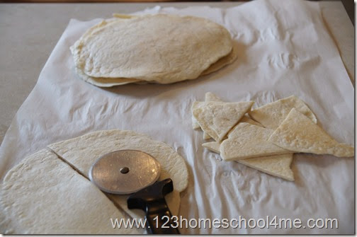 hint: use a pizza cutter to quickly cut up the tortillas hint: use a pizza cutter to quickly cut up the tortillas