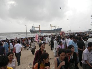 Ship MV Wisdom stranded on Juhu beach in Mumbai [Bombay], India
