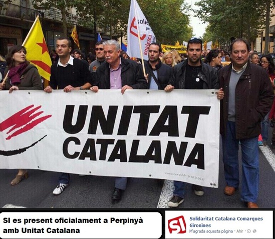 Unitat Catalana e Solidaritat Catalana a la manifestacion de Perpinyà