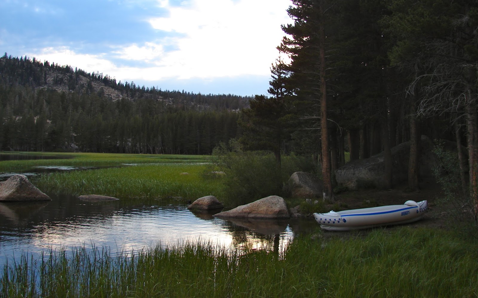 Our Four Wheel Camper Burnside Lake "echoing off the rocks above our