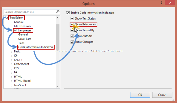 How to enable Reference Indicator in the Code Information