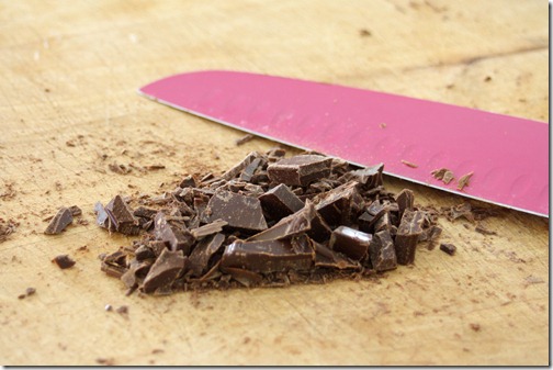 Chopped chocolate for Nutella Turtle Truffles via The Shabby Creek Cottage