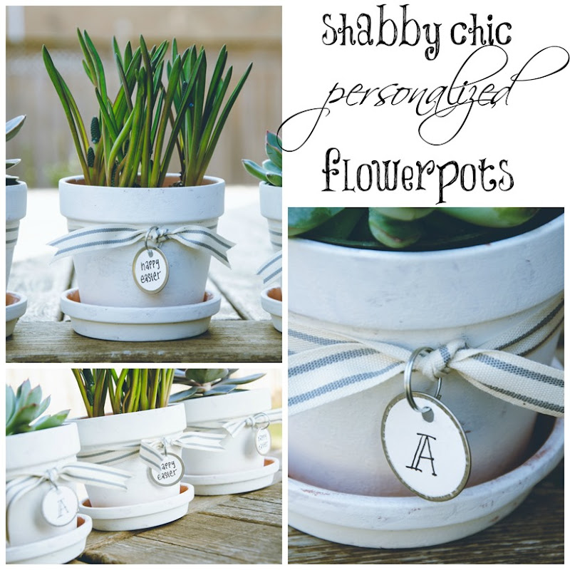 Shabby Chic Personalized Flowerpots | personallyandrea.com