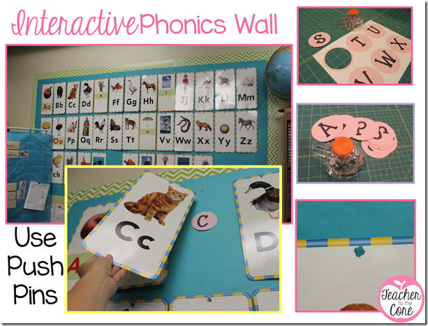 Phonics wall fun! Pink chevron Circles are a freebie on this blog post! 
