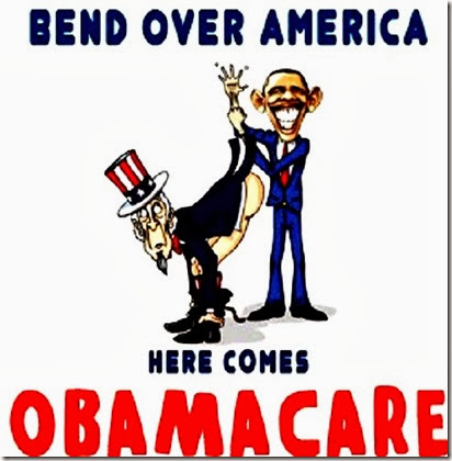 Bend Over US, Here Comes Obamacare toon