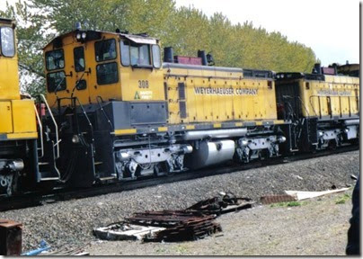 Weyerhaeuser Woods Railroad (WTCX) SW1500 #308 at Longview, Washington on May 17, 2005
