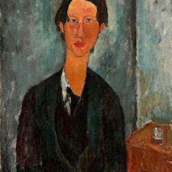 Modigliani, Chaim Soutine Seated at Table 1917