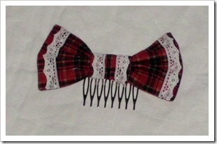 Plaid Hair Bow with Lace