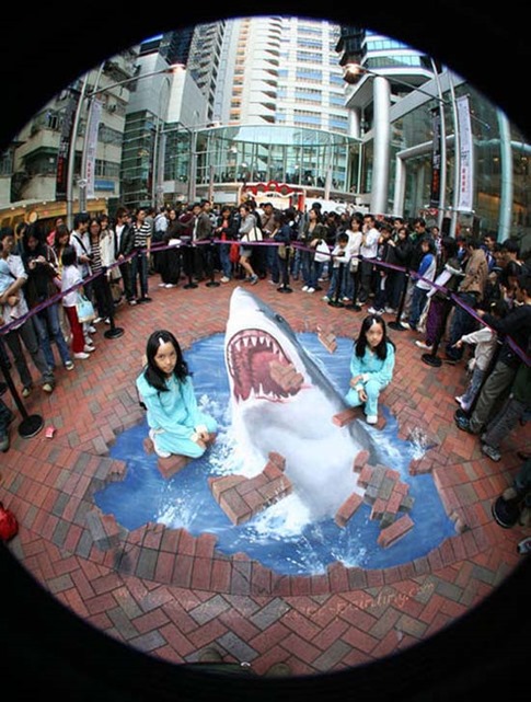 34. Graffiti 3D de tiburones