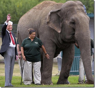 Bob Barker with Lucy the Elephant