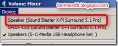 Sound Blaster X-Fi Pro Surround 5.1 Pro USB running on Windows Server 2008 - Volume mixer