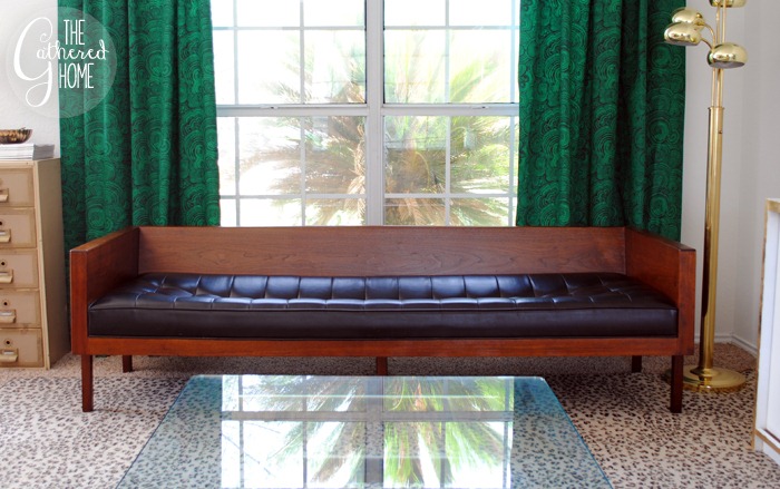 Mid Century Modern Wood Case Sofa The Gathered Home Found Vintage Midcentury Wood Case Sofa7