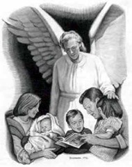 Cena bíblica 002 (anjo e família) [Clipart.eDigg.com]