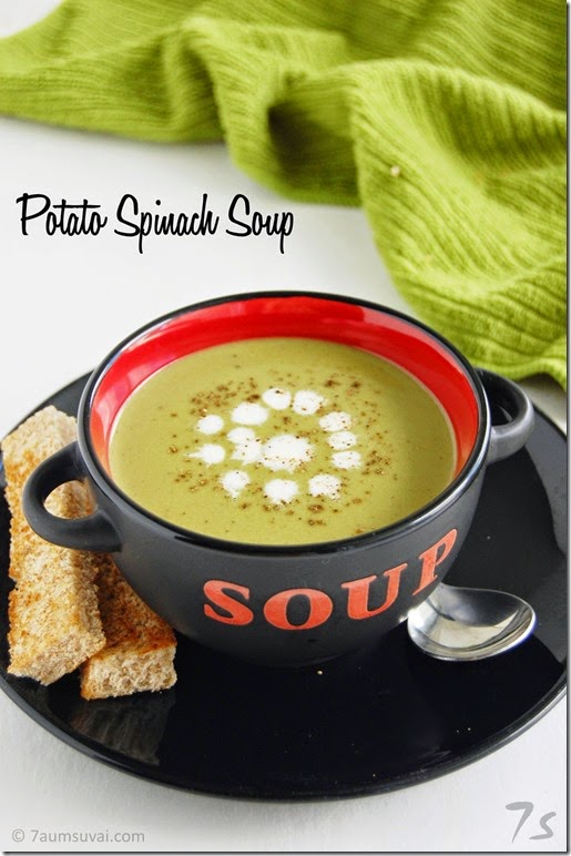 Creamy potato spinach soup