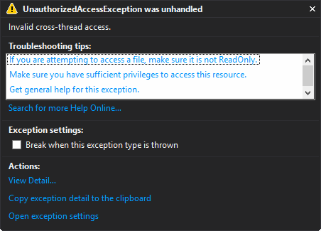 UnauthorizedAccessException UnauthorizedAccessException