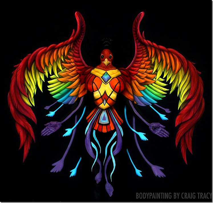 phoenix,истинная природа,Bodypainting, Bodypainting by Craig Tracy,Боди-арт по Крейг Трейси,роспись по телу,картины,обнажонная натура