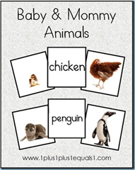 Baby Animals Printable Pack free - 1+1+1=1