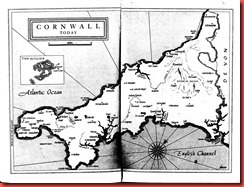 Daphne du Maurier, Vanishing Cornwall, 1967, Kartenzeichnung Cornwall - Map Drawing