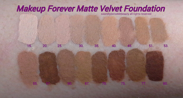 Makeup Forever Mat Velvet Foundation; Review & Swatches of Shades