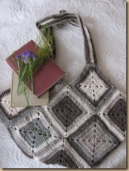 grey crochet bag
