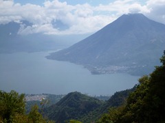 Lago Atitlan and San Pedro nestled on the shore.
