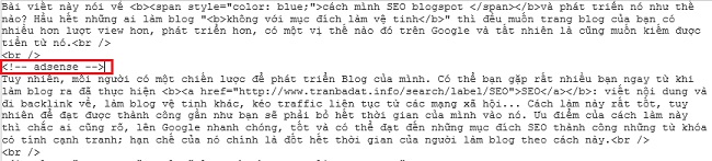 Cách chèn quảng cáo Adsense vào bên trong bài viết