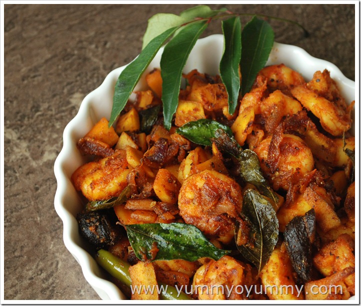 Prawn Ularthiyathu - Kerala Style