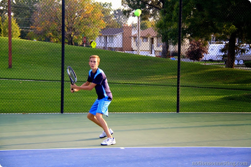 Taylor playing tennis