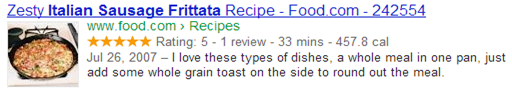 Google search recipe listing